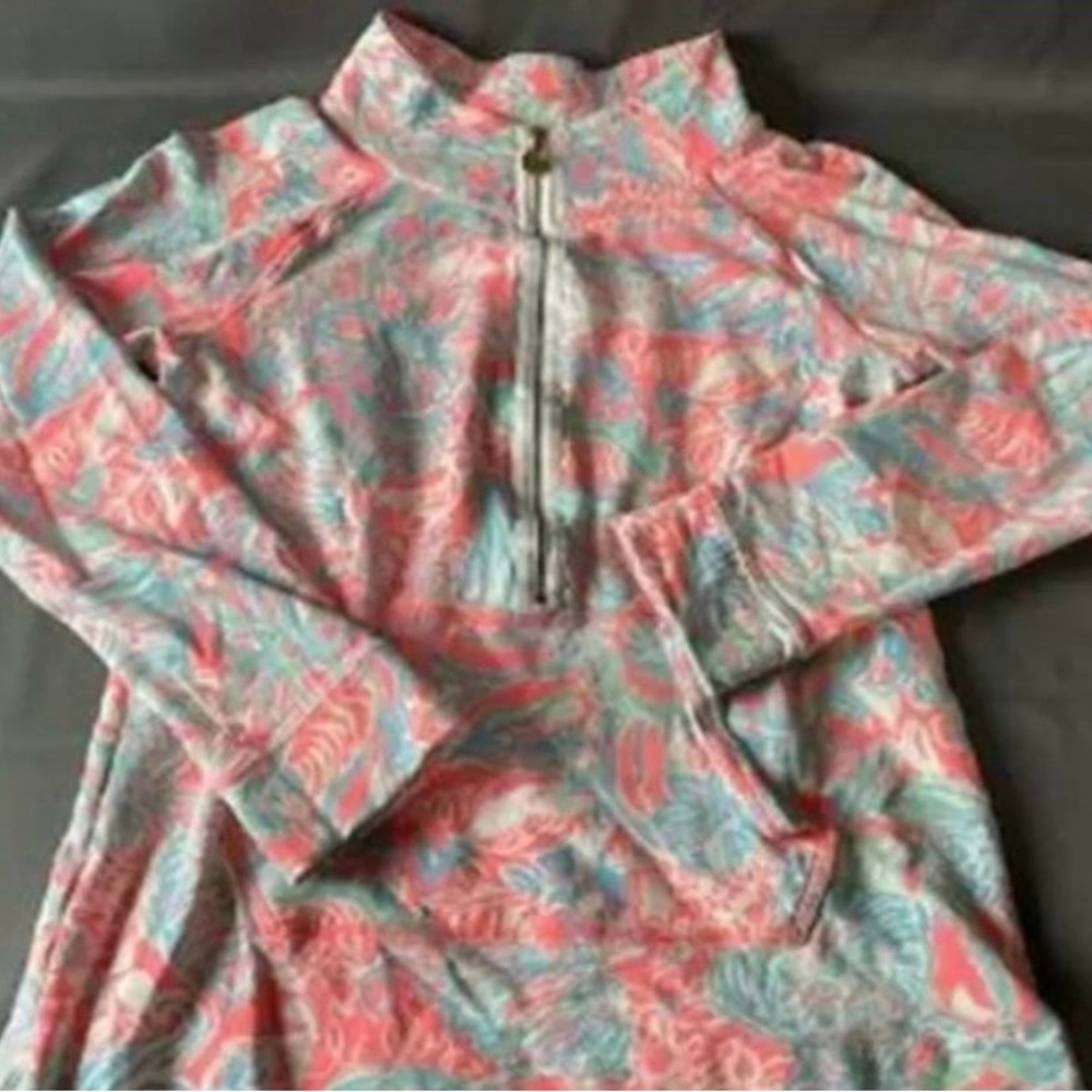 Lilly Pulitzer Woman's Orange and Blue Floral Pull Over